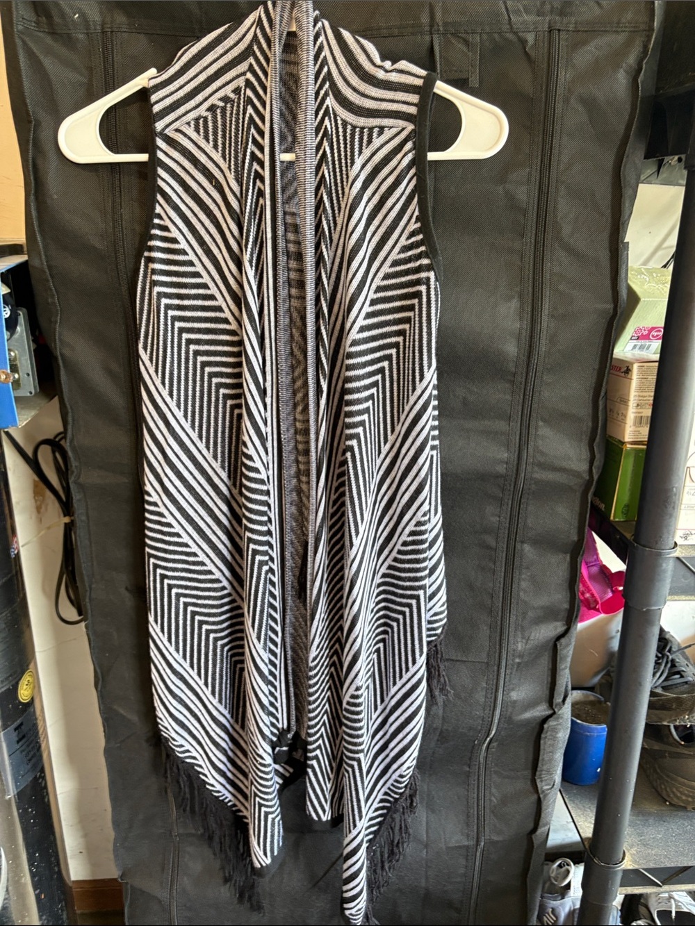 Hera Collection Black & White Geometric Fringe Maxi Skirt